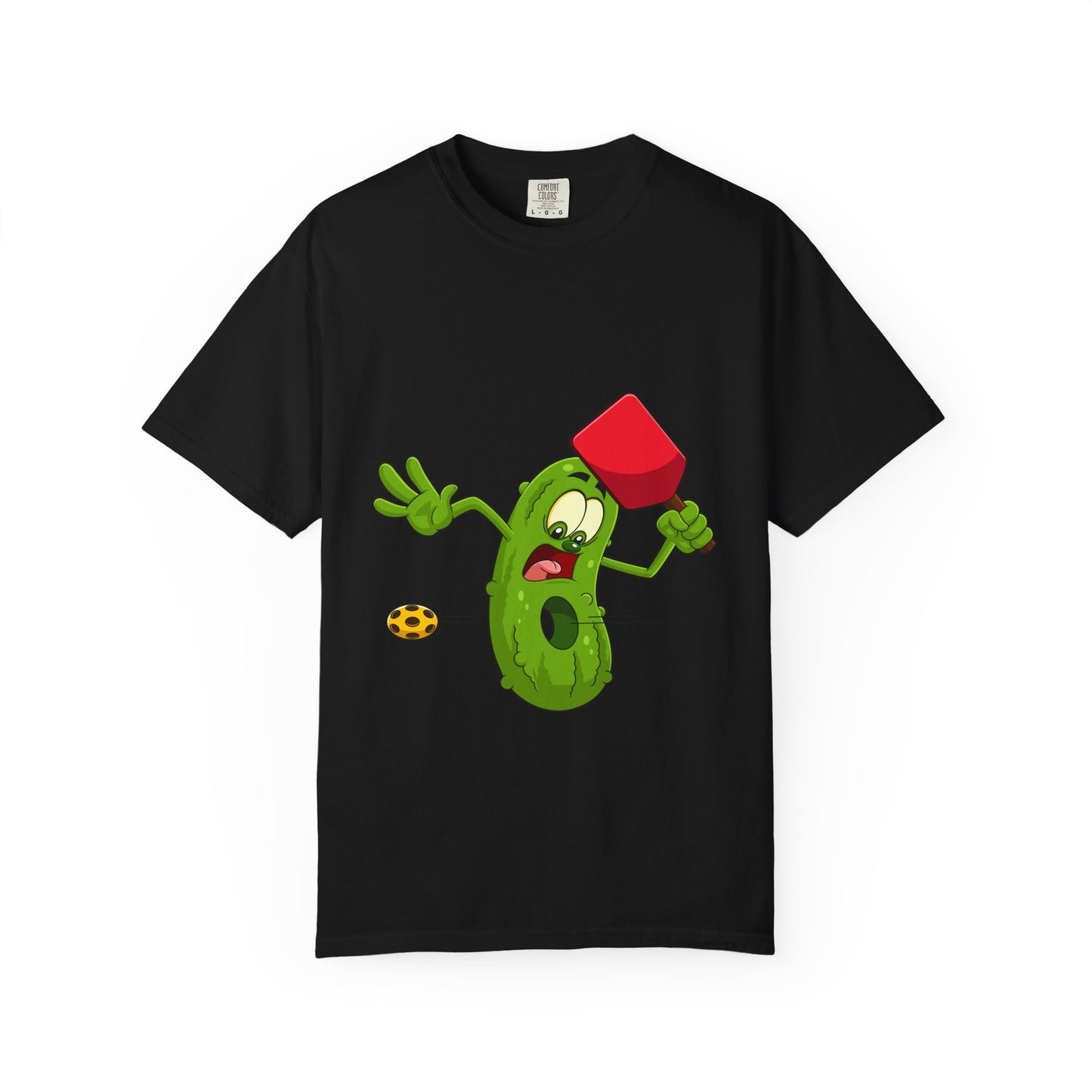 Funny Pickle Smash T‑Shirt — Cartoon Pickle with Mallet Graphic