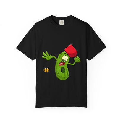 Funny Pickle Smash T‑Shirt — Cartoon Pickle with Mallet Graphic