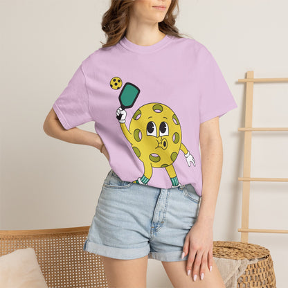 Pickleball Character T-Shirt — Cute Cartoon Pickleball Paddle & Ball Tee