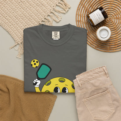 Pickleball Character T-Shirt — Cute Cartoon Pickleball Paddle & Ball Tee