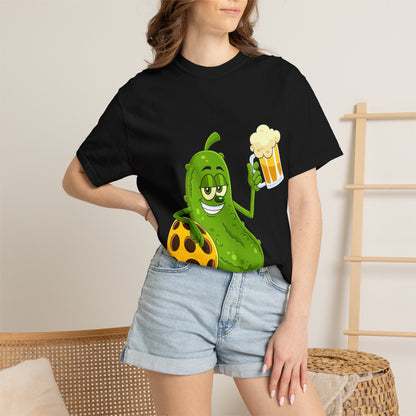 Pickle Holding Beer & Wiffle Ball T-Shirt — Funny Sports Novelty Tee