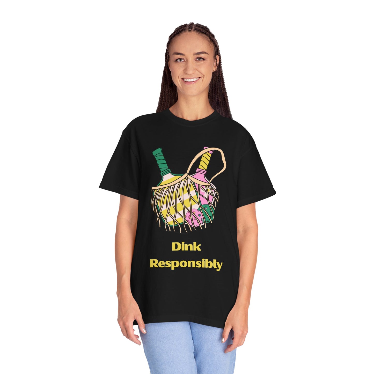 Dink Responsibly Pickleball T-Shirt — Vintage Net Bag Graphic