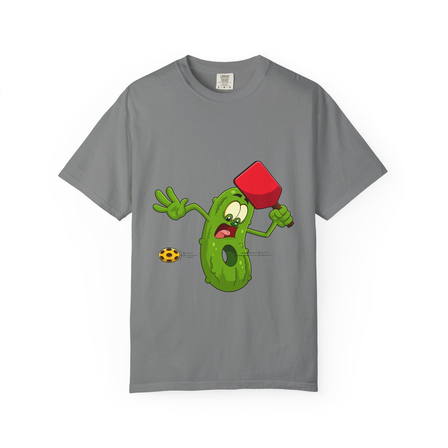 Funny Pickle Smash T‑Shirt — Cartoon Pickle with Mallet Graphic