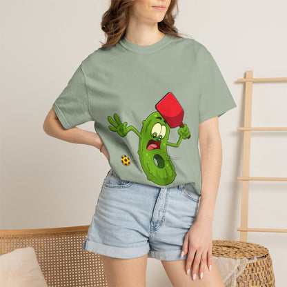 Funny Pickle Smash T‑Shirt — Cartoon Pickle with Mallet Graphic