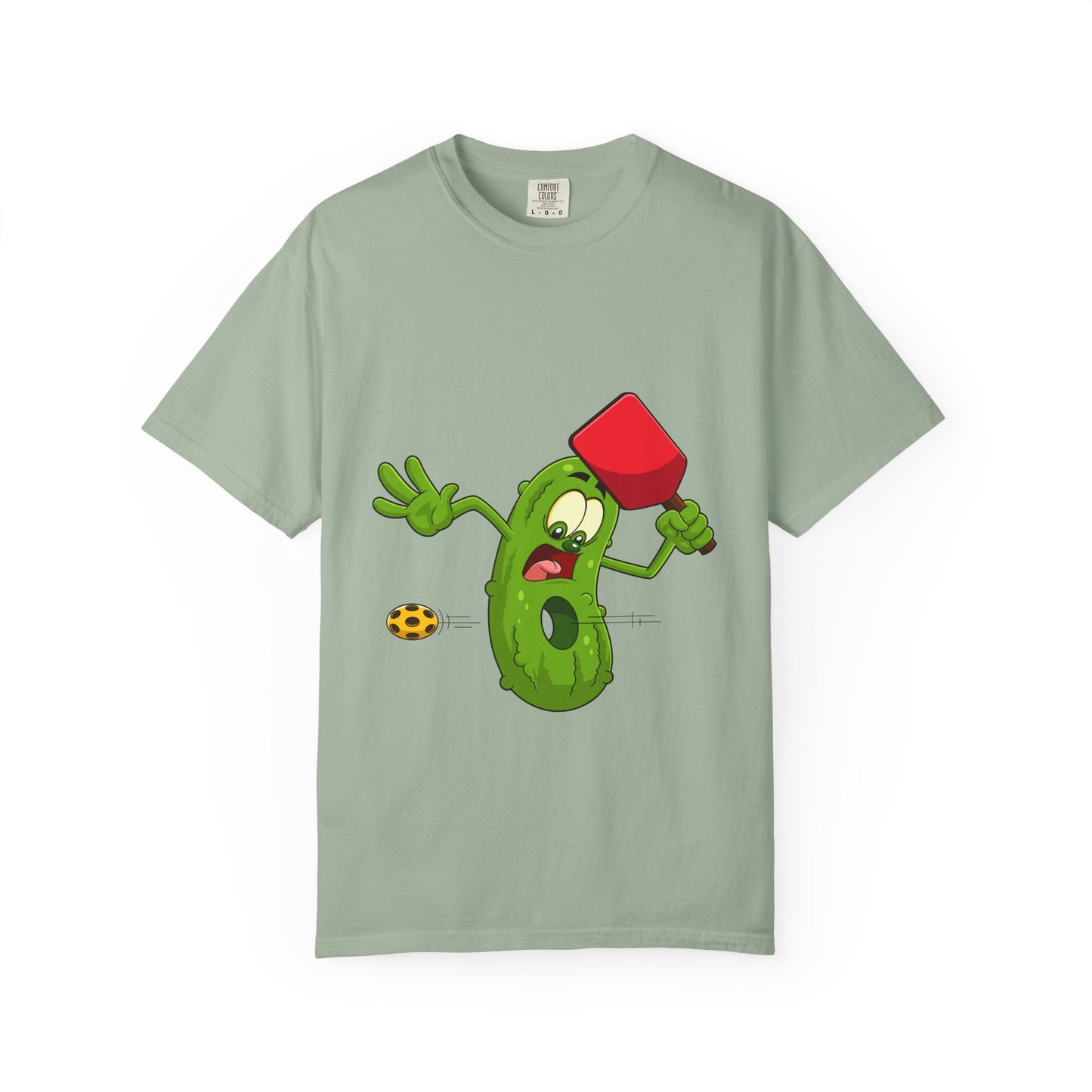 Funny Pickle Smash T‑Shirt — Cartoon Pickle with Mallet Graphic