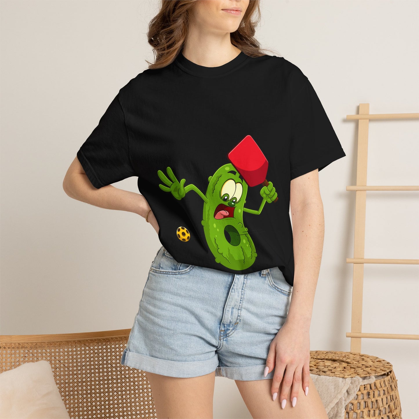 Funny Pickle Smash T‑Shirt — Cartoon Pickle with Mallet Graphic