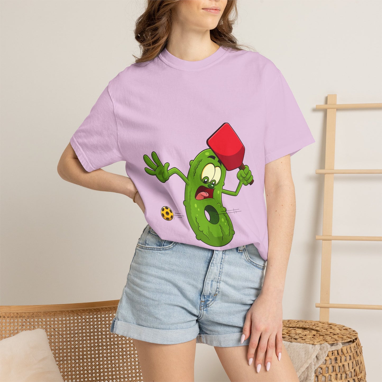 Funny Pickle Smash T‑Shirt — Cartoon Pickle with Mallet Graphic