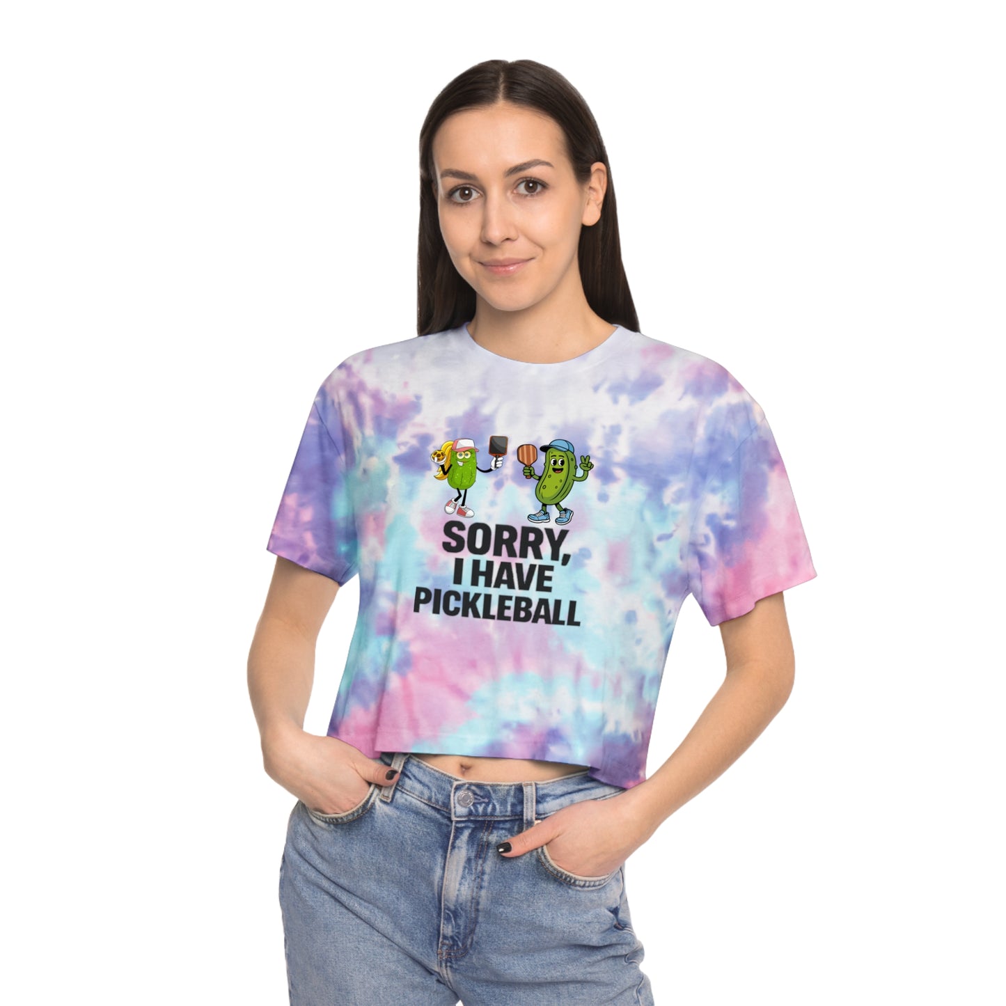 Pickleball Crop Tee — "Sorry, I Have Pickleball" Tie-Dye Women's Shirt