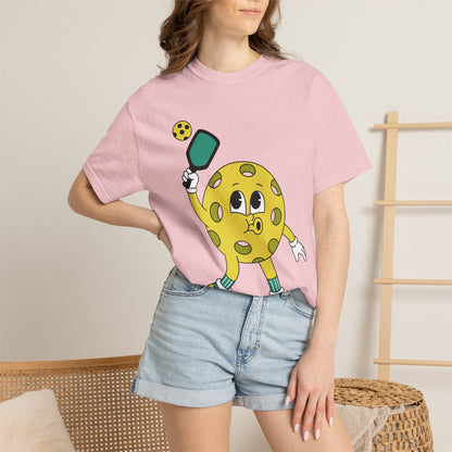 Pickleball Character T-Shirt — Cute Cartoon Pickleball Paddle & Ball Tee