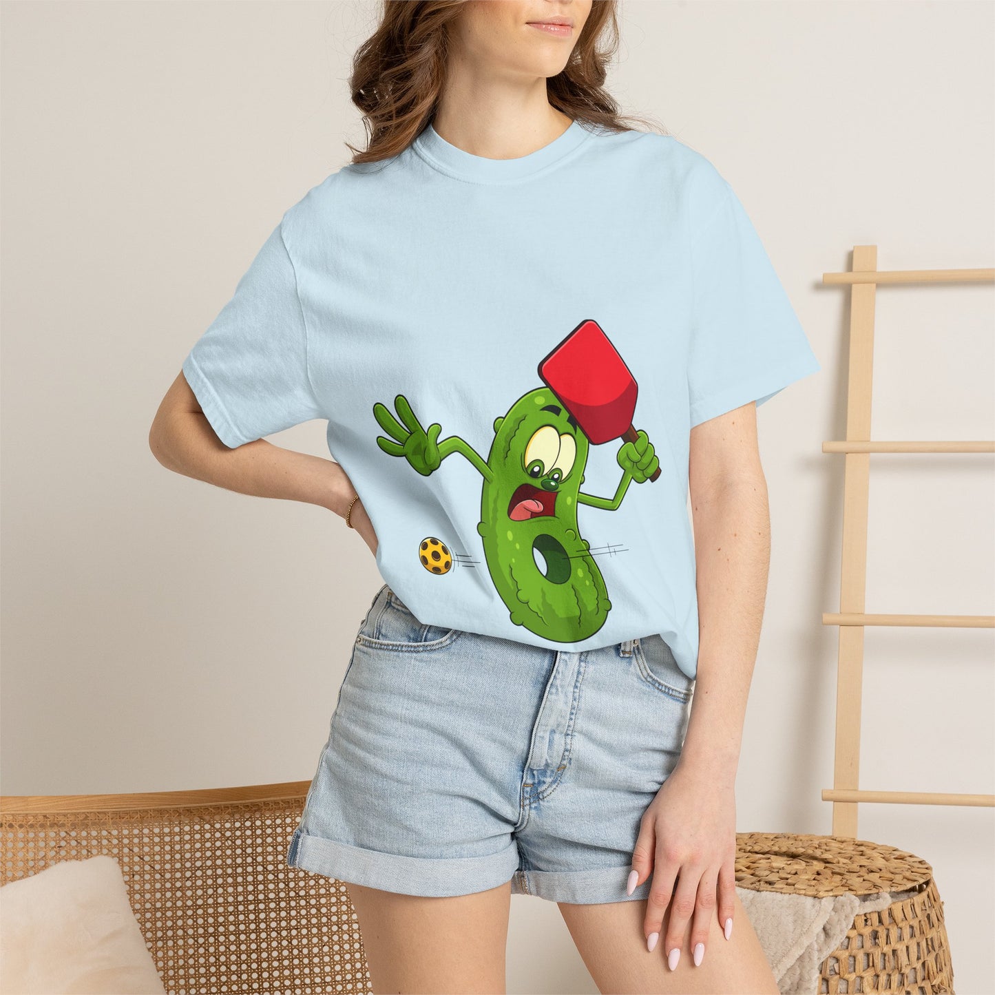 Funny Pickle Smash T‑Shirt — Cartoon Pickle with Mallet Graphic