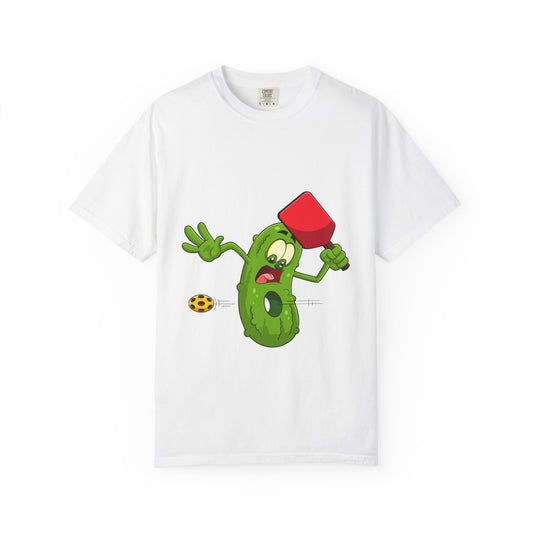 Funny Pickle Smash T‑Shirt — Cartoon Pickle with Mallet Graphic