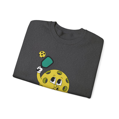 Pickleball Character Crewneck Sweatshirt — Cute Retro Pickleball Paddle Mascot