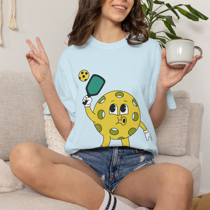 Pickleball Character T-Shirt — Cute Cartoon Pickleball Paddle & Ball Tee