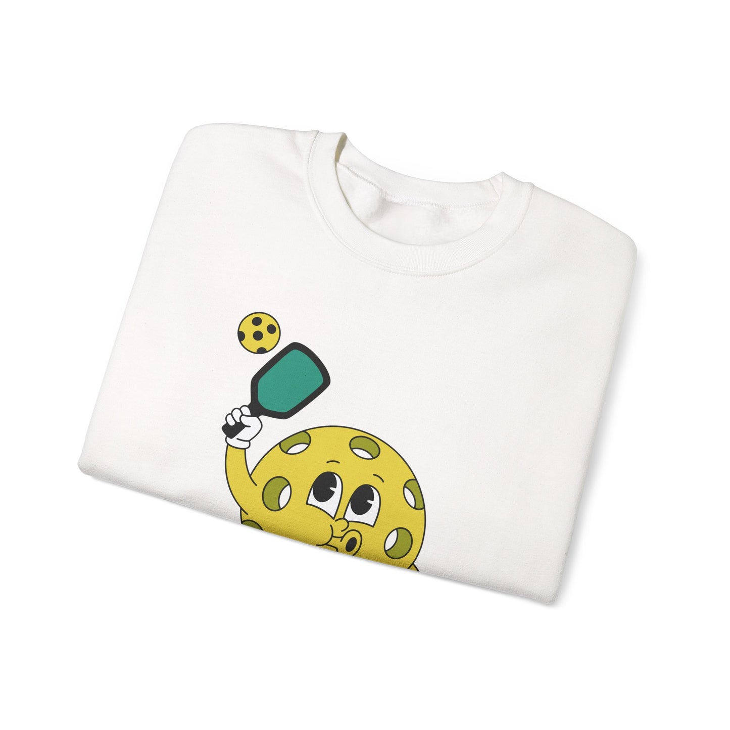 Pickleball Character Crewneck Sweatshirt — Cute Retro Pickleball Paddle Mascot