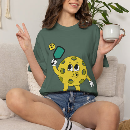 Pickleball Character T-Shirt — Cute Cartoon Pickleball Paddle & Ball Tee