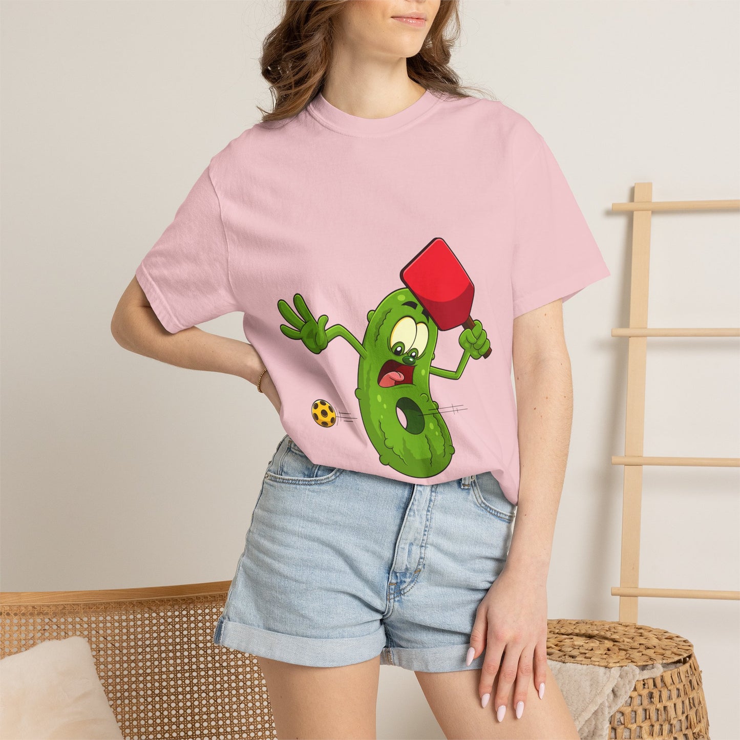 Funny Pickle Smash T‑Shirt — Cartoon Pickle with Mallet Graphic