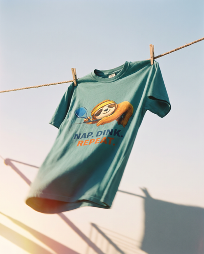 Sloth Pickleball T-Shirt - "Nap. Dink. Repeat." Casual Sports Tee