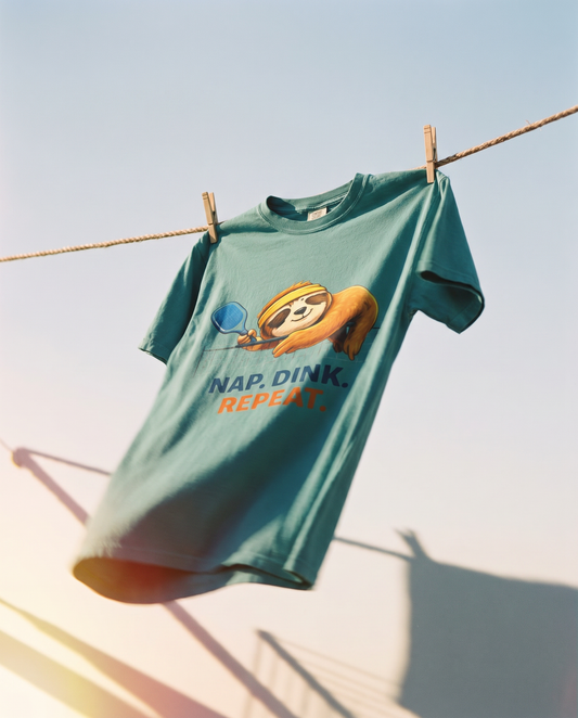 Sloth Pickleball T-Shirt - "Nap. Dink. Repeat." Casual Sports Tee