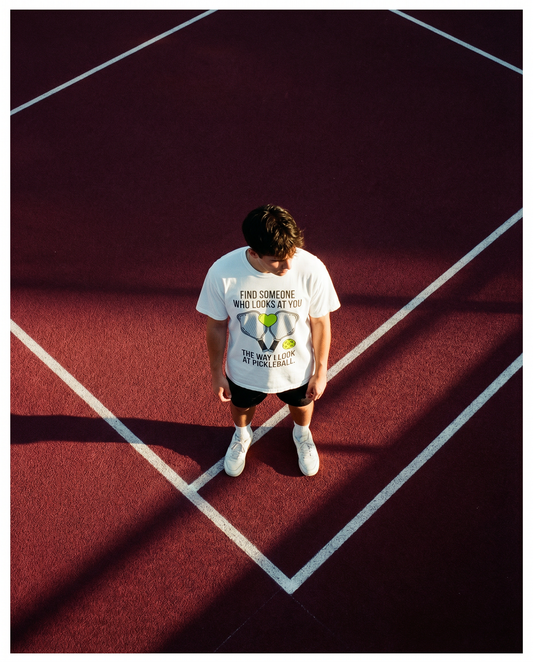 Pickleball Heart Paddles Women's Boxy Tee – “Find Someone Who Looks At You The Way I Look At Pickleball”