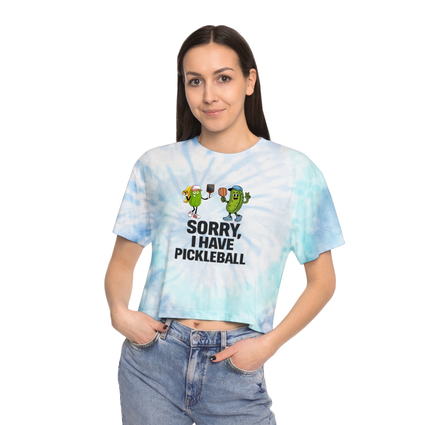Pickleball Crop Tee — "Sorry, I Have Pickleball" Tie-Dye Women's Shirt