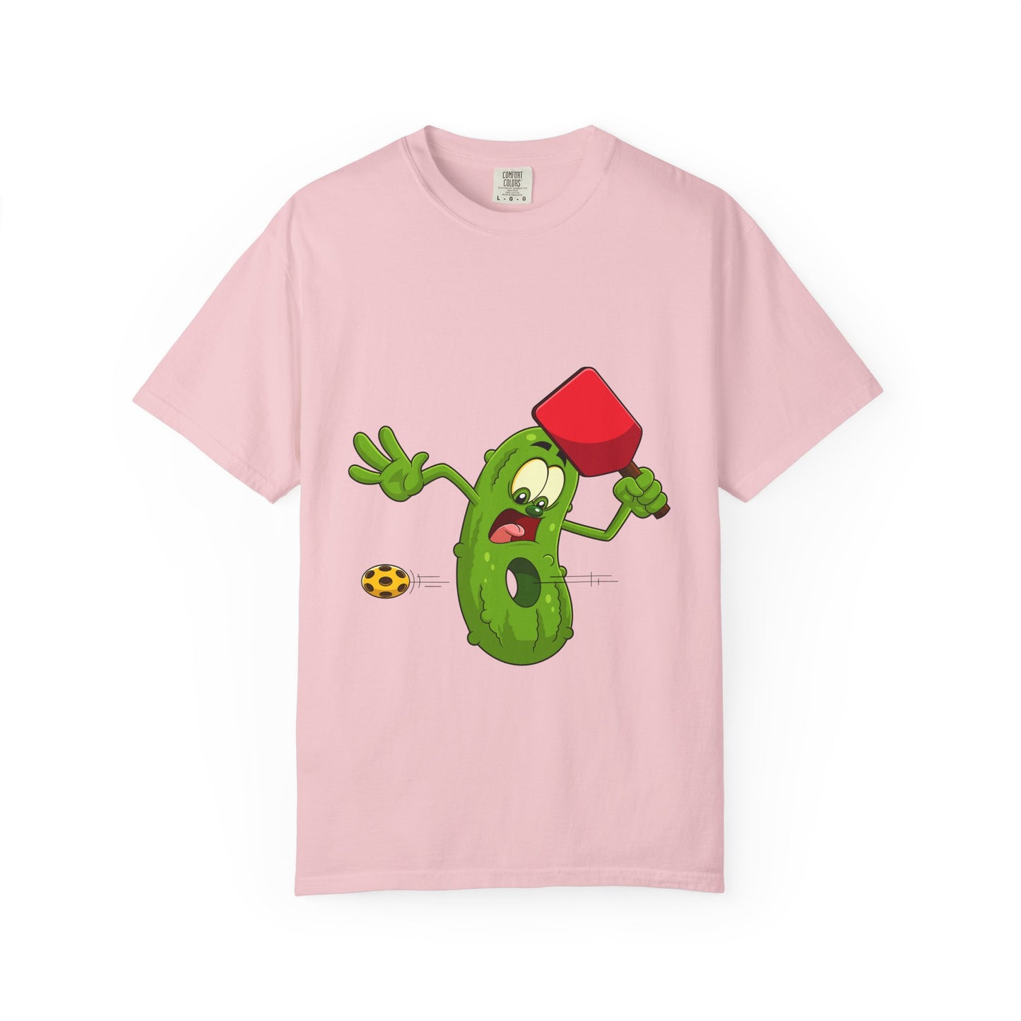 Funny Pickle Smash T‑Shirt — Cartoon Pickle with Mallet Graphic