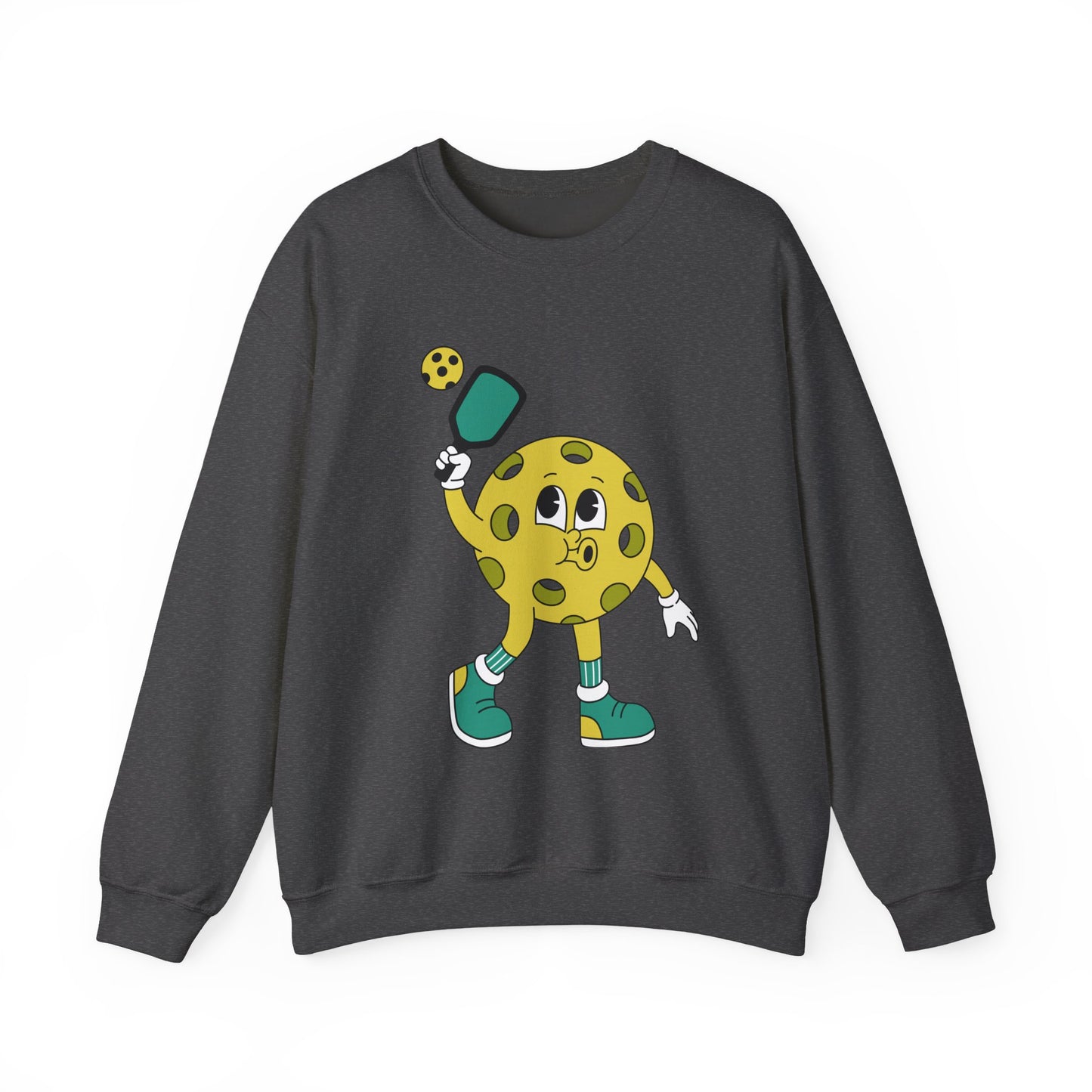 Pickleball Character Crewneck Sweatshirt — Cute Retro Pickleball Paddle Mascot