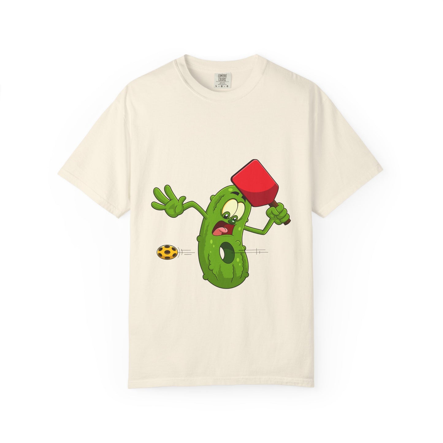 Funny Pickle Smash T‑Shirt — Cartoon Pickle with Mallet Graphic
