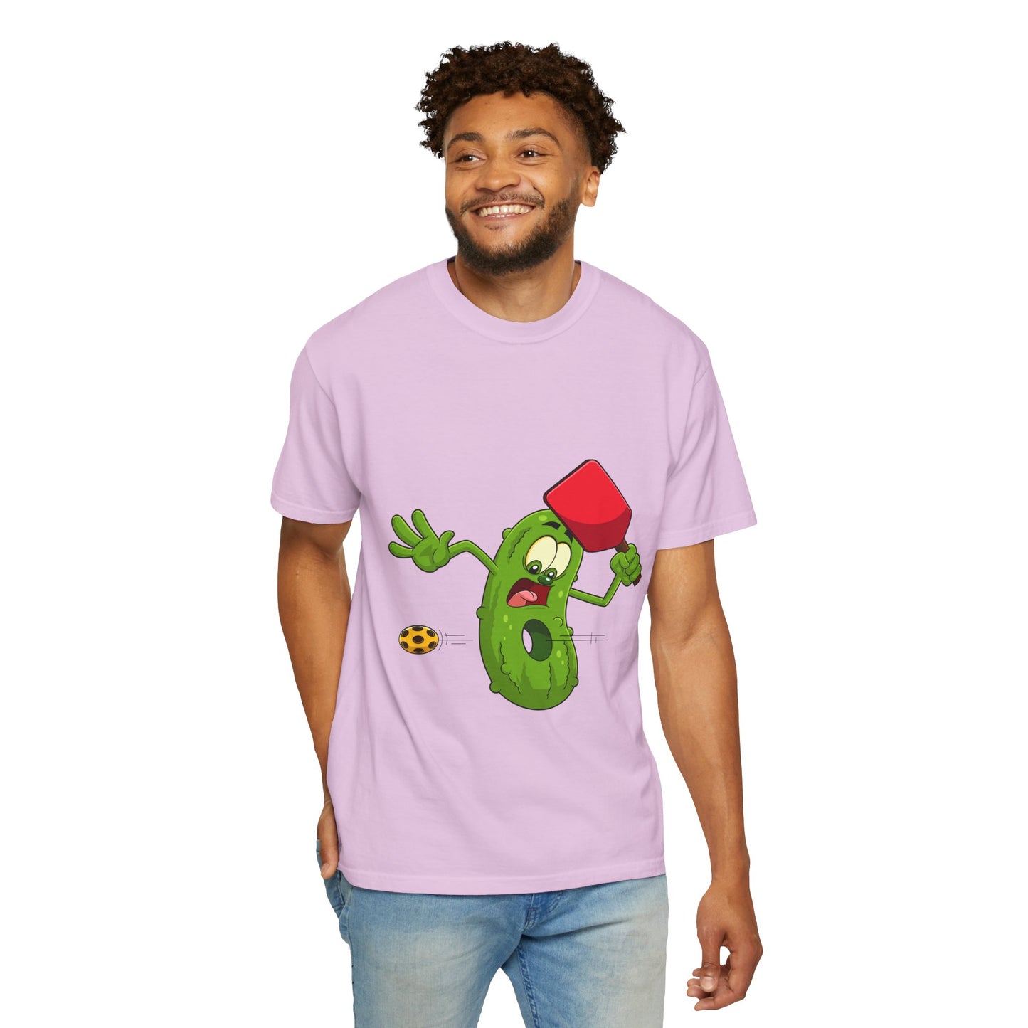 Funny Pickle Smash T‑Shirt — Cartoon Pickle with Mallet Graphic