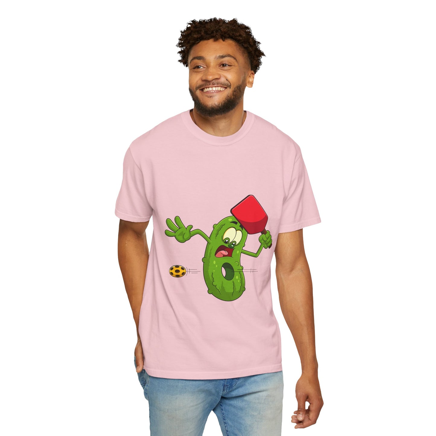 Funny Pickle Smash T‑Shirt — Cartoon Pickle with Mallet Graphic