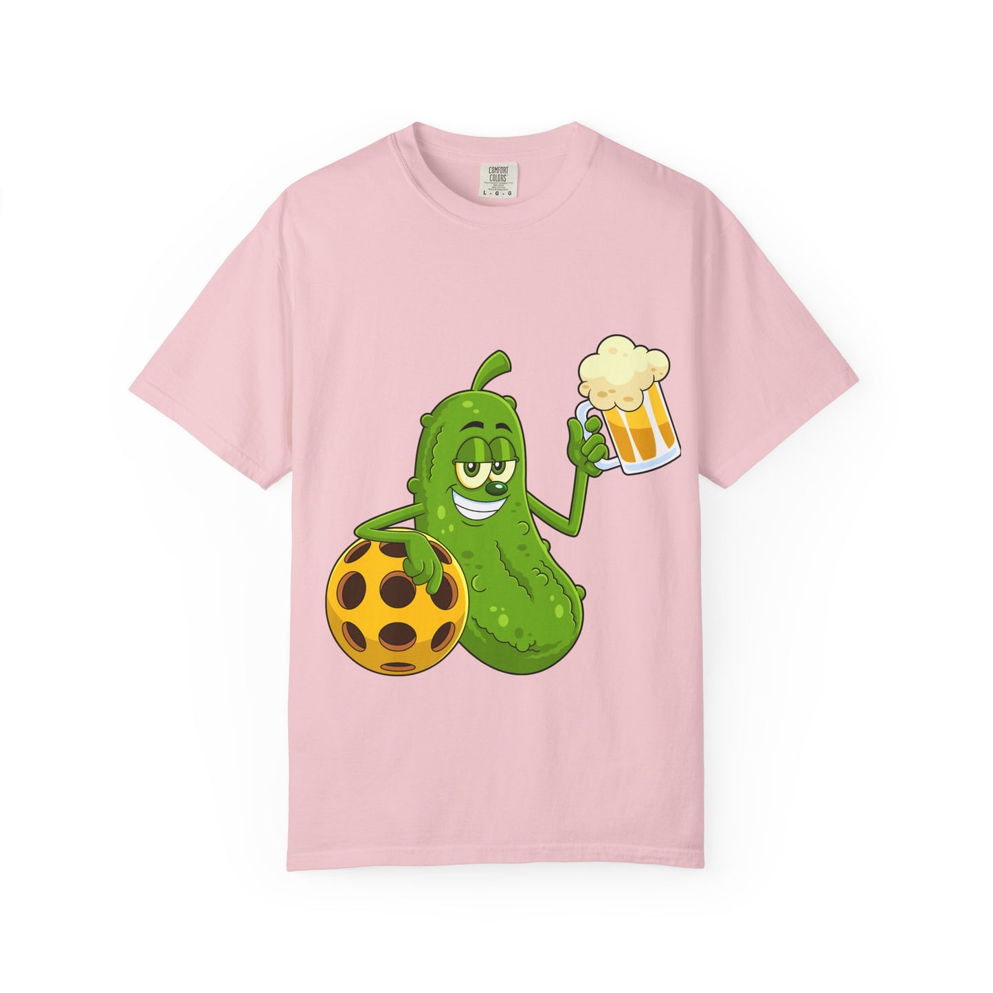 Pickle Holding Beer & Wiffle Ball T-Shirt — Funny Sports Novelty Tee