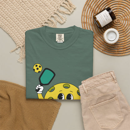 Pickleball Character T-Shirt — Cute Cartoon Pickleball Paddle & Ball Tee
