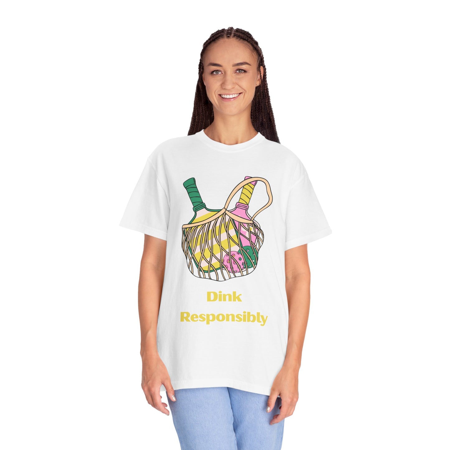 Dink Responsibly Pickleball T-Shirt — Vintage Net Bag Graphic