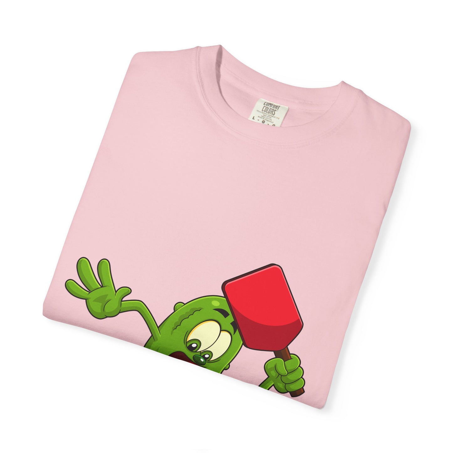 Funny Pickle Smash T‑Shirt — Cartoon Pickle with Mallet Graphic