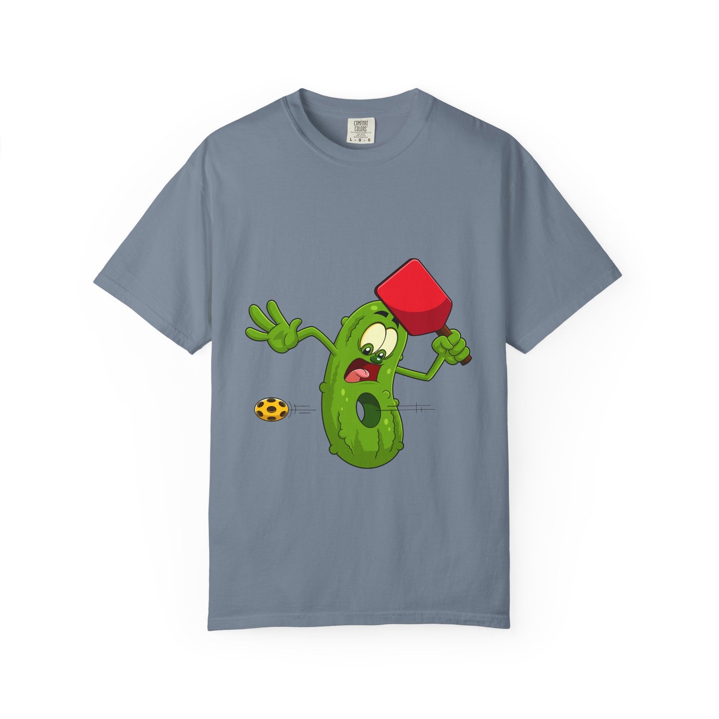 Funny Pickle Smash T‑Shirt — Cartoon Pickle with Mallet Graphic
