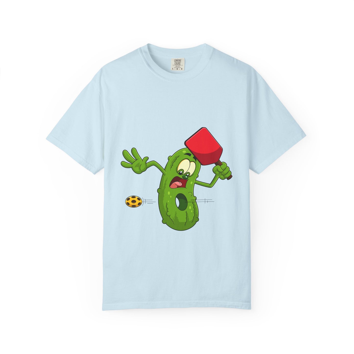 Funny Pickle Smash T‑Shirt — Cartoon Pickle with Mallet Graphic