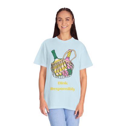 Dink Responsibly Pickleball T-Shirt — Vintage Net Bag Graphic
