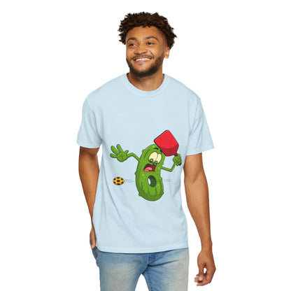 Funny Pickle Smash T‑Shirt — Cartoon Pickle with Mallet Graphic