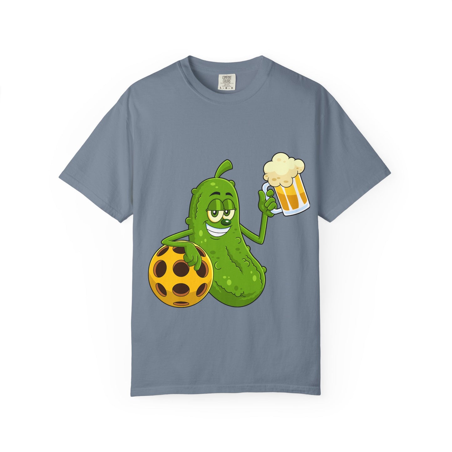 Pickle Holding Beer & Wiffle Ball T-Shirt — Funny Sports Novelty Tee