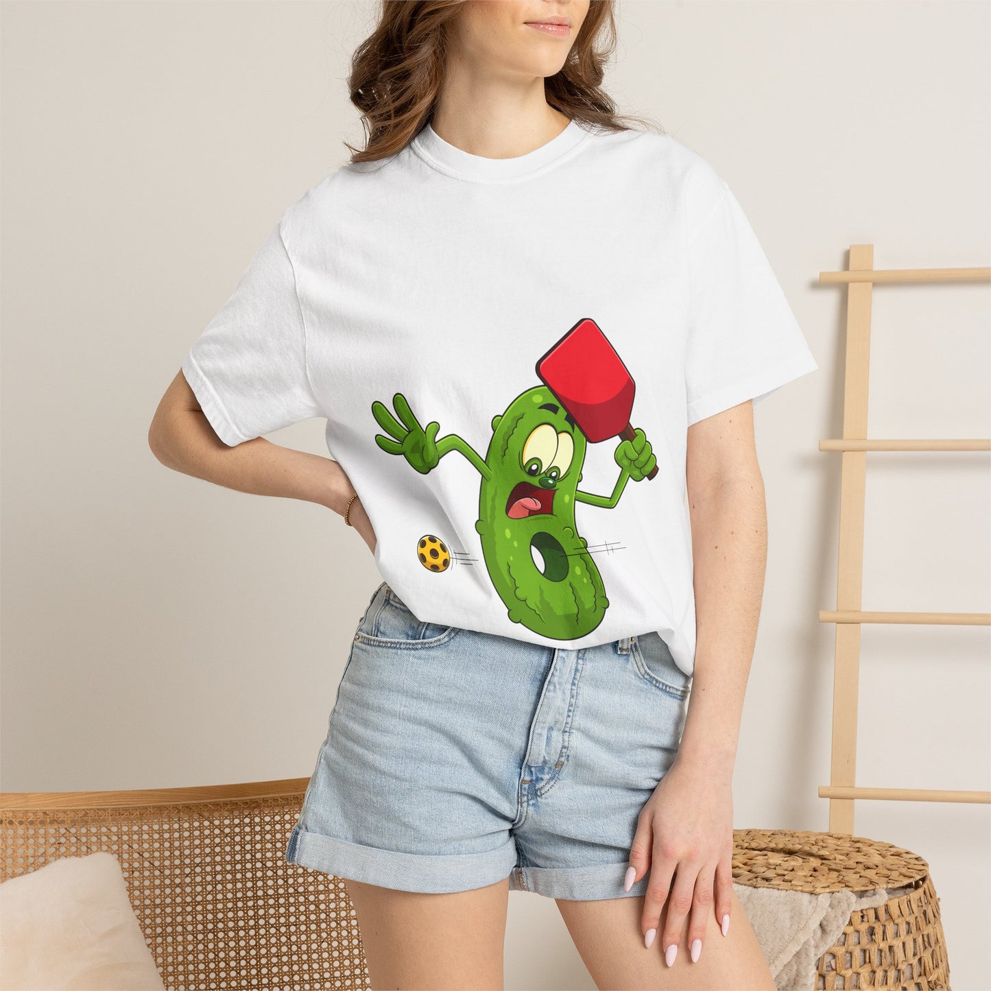 Funny Pickle Smash T‑Shirt — Cartoon Pickle with Mallet Graphic