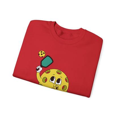Pickleball Character Crewneck Sweatshirt — Cute Retro Pickleball Paddle Mascot